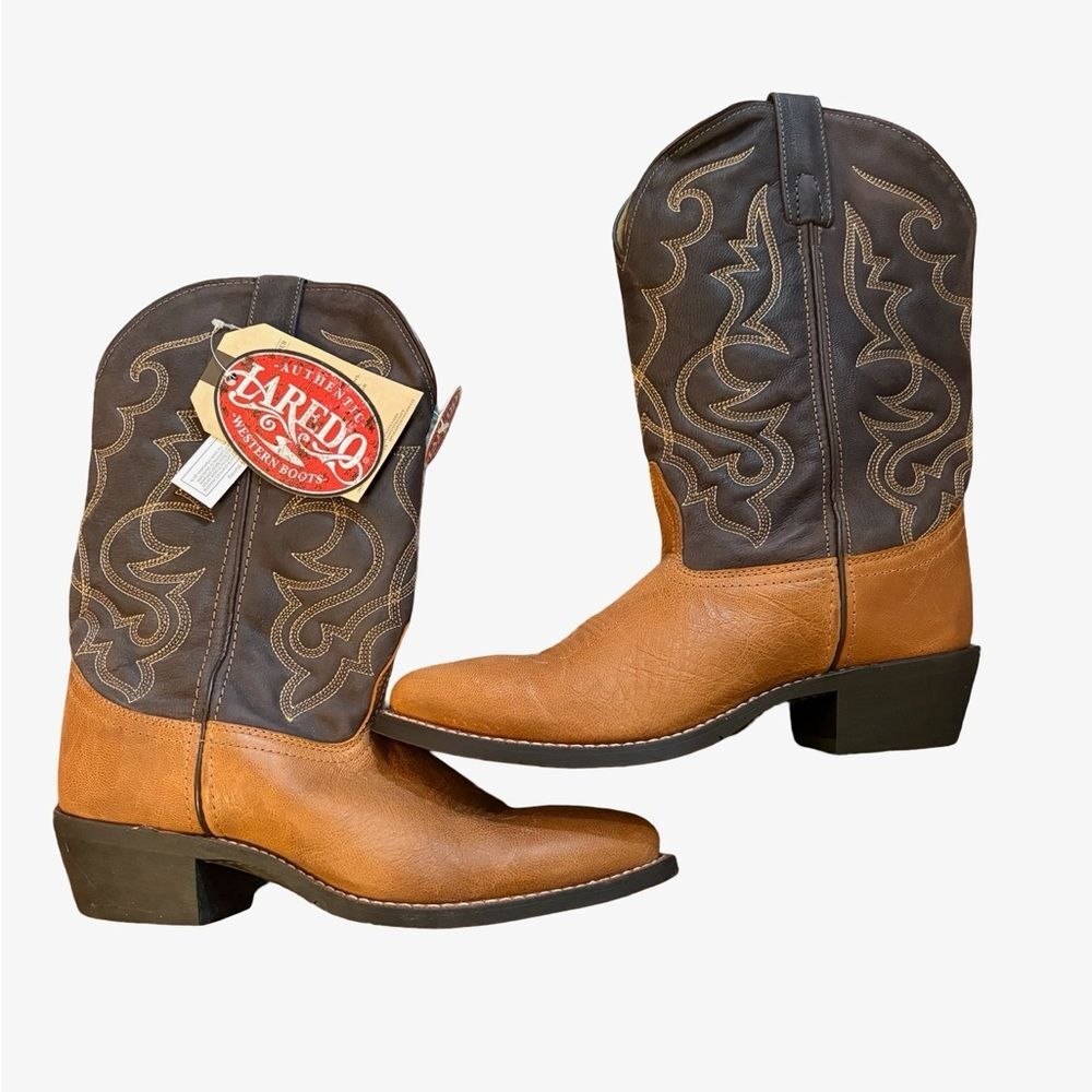 Laredo Western Boots Women’s Size 9 M – Tan & Navy Gisele Leather NWT